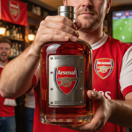Karafka do whisky inspirowana Arsenal FC – luksusowa kryształowa butelka na alkohol, ręcznie wykonana, idealna do whisky, bourbona, koniaku lub szkockiej